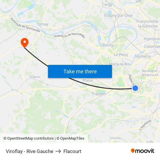 Viroflay - Rive Gauche to Flacourt map