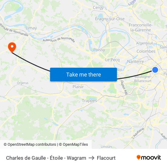 Charles de Gaulle - Étoile - Wagram to Flacourt map