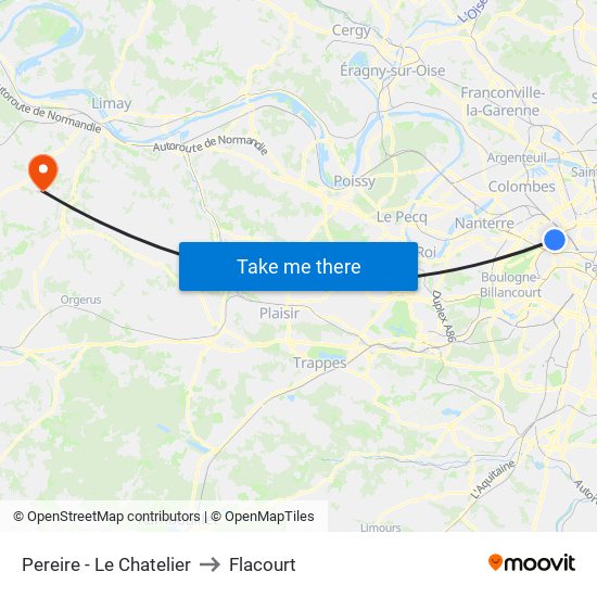 Pereire - Le Chatelier to Flacourt map