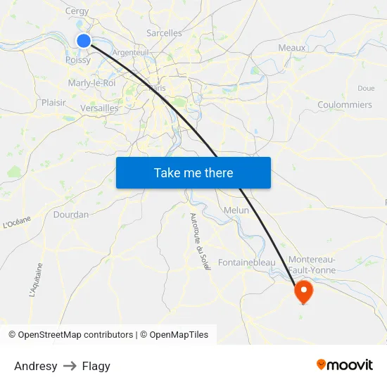 Andresy to Flagy map