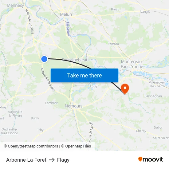 Arbonne-La-Foret to Flagy map