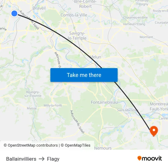 Ballainvilliers to Flagy map