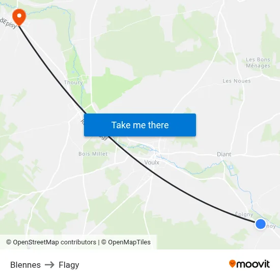 Blennes to Flagy map