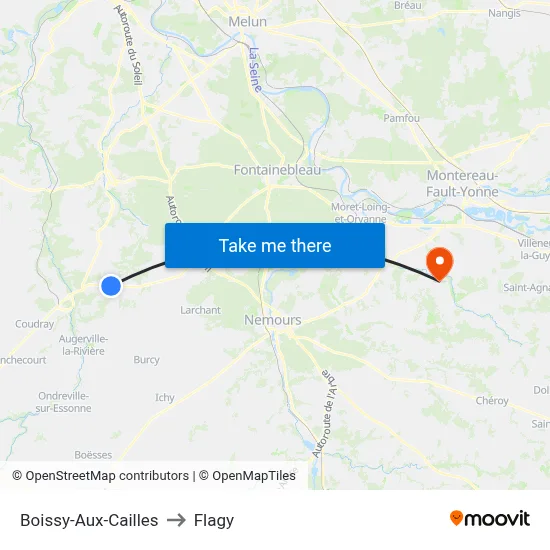 Boissy-Aux-Cailles to Flagy map
