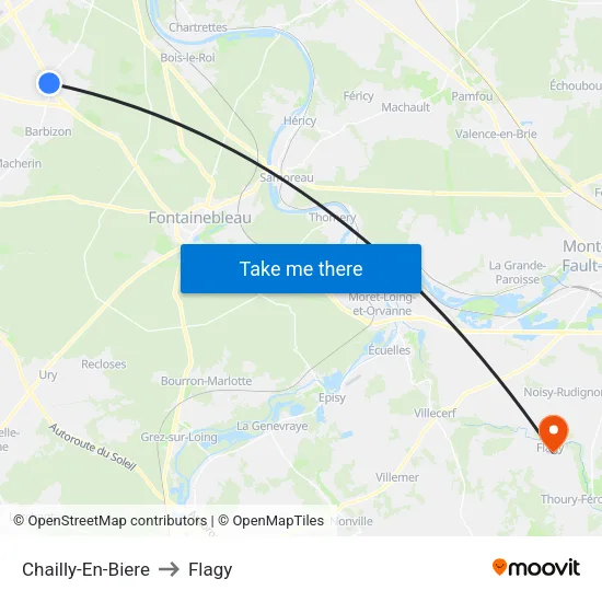 Chailly-En-Biere to Flagy map
