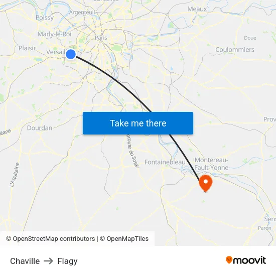 Chaville to Flagy map