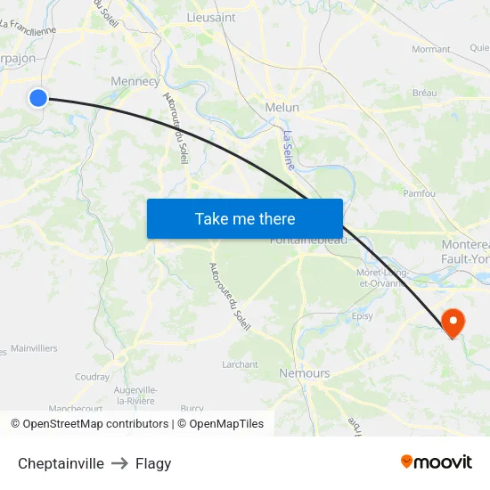 Cheptainville to Flagy map