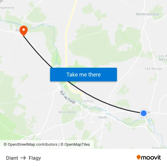 Diant to Flagy map