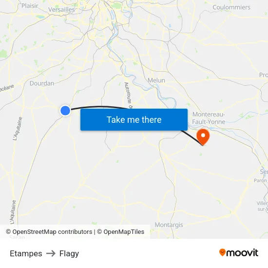 Etampes to Flagy map