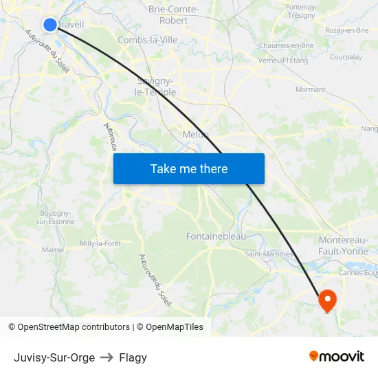 Juvisy-Sur-Orge to Flagy map