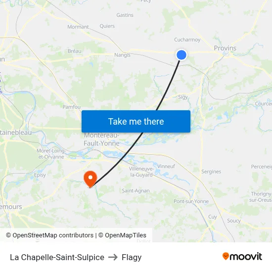 La Chapelle-Saint-Sulpice to Flagy map