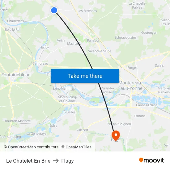 Le Chatelet-En-Brie to Flagy map