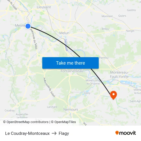 Le Coudray-Montceaux to Flagy map