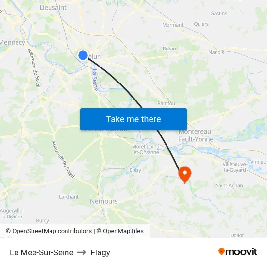 Le Mee-Sur-Seine to Flagy map
