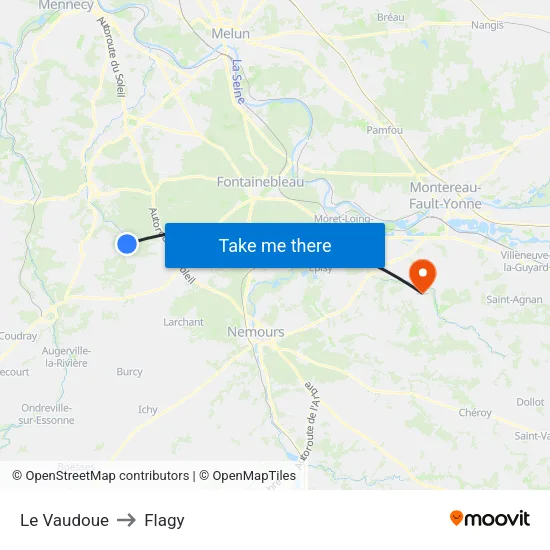 Le Vaudoue to Flagy map