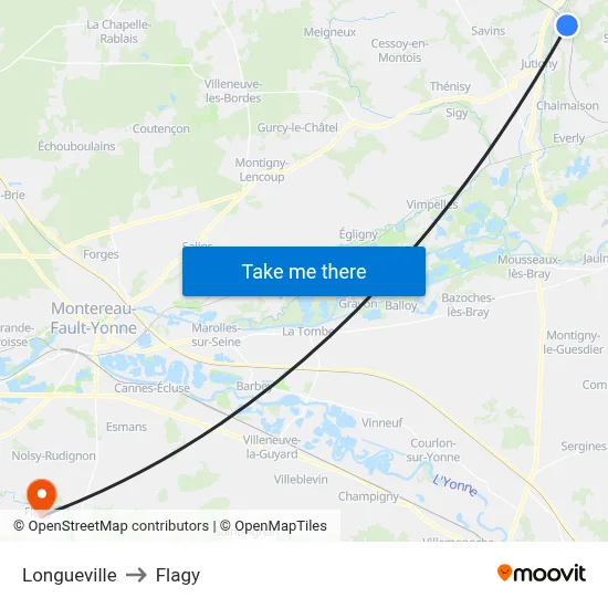 Longueville to Flagy map