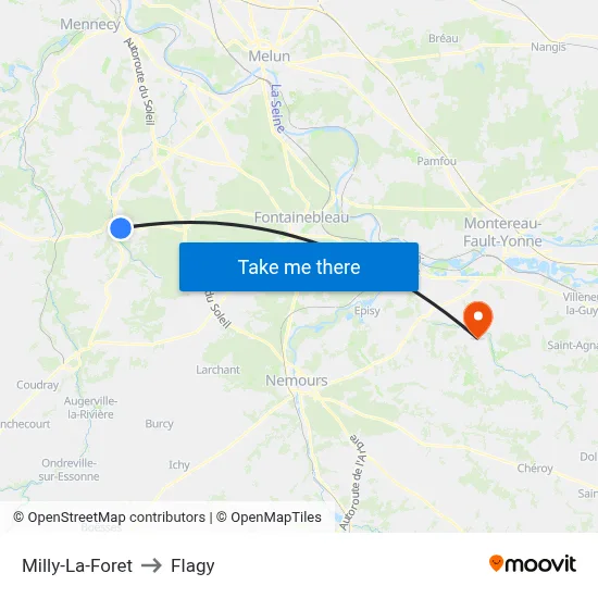 Milly-La-Foret to Flagy map
