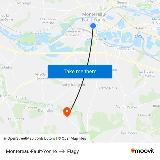 Montereau-Fault-Yonne to Flagy map