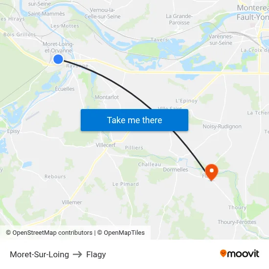 Moret-Sur-Loing to Flagy map