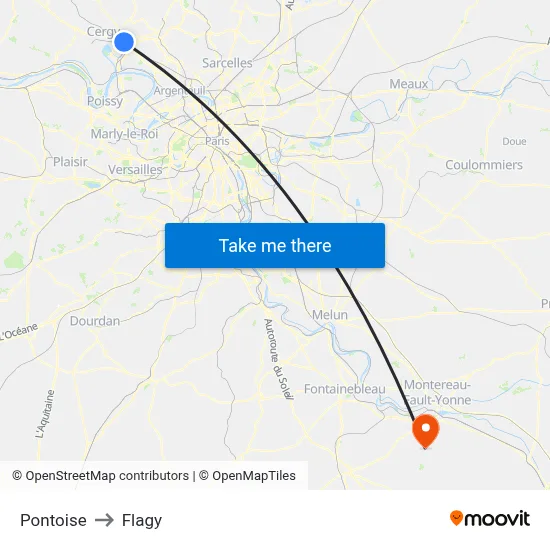 Pontoise to Flagy map