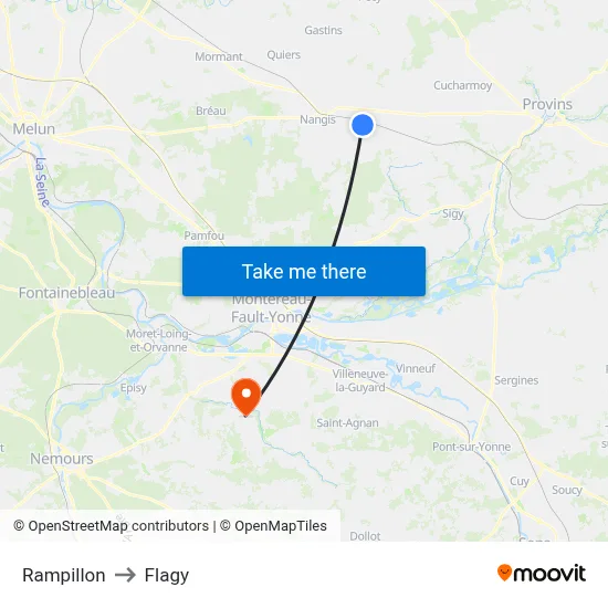 Rampillon to Flagy map