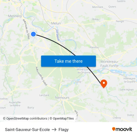 Saint-Sauveur-Sur-Ecole to Flagy map