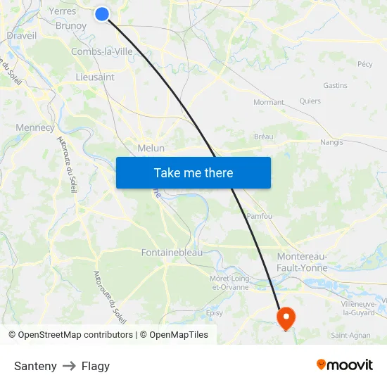 Santeny to Flagy map