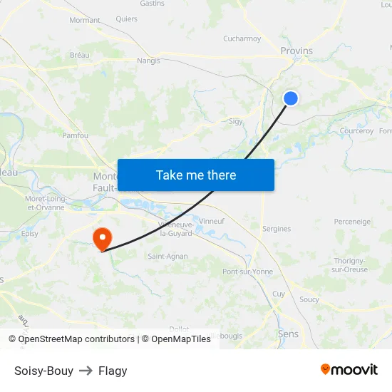 Soisy-Bouy to Flagy map