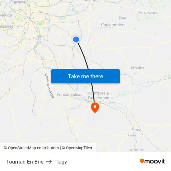 Tournan-En-Brie to Flagy map