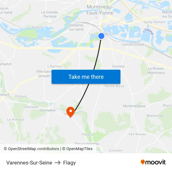 Varennes-Sur-Seine to Flagy map