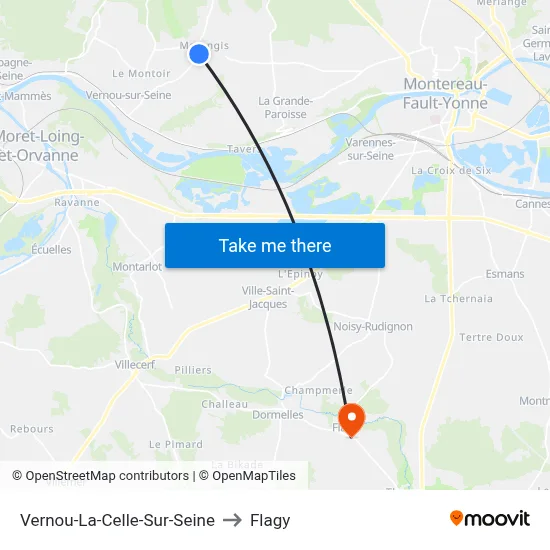 Vernou-La-Celle-Sur-Seine to Flagy map