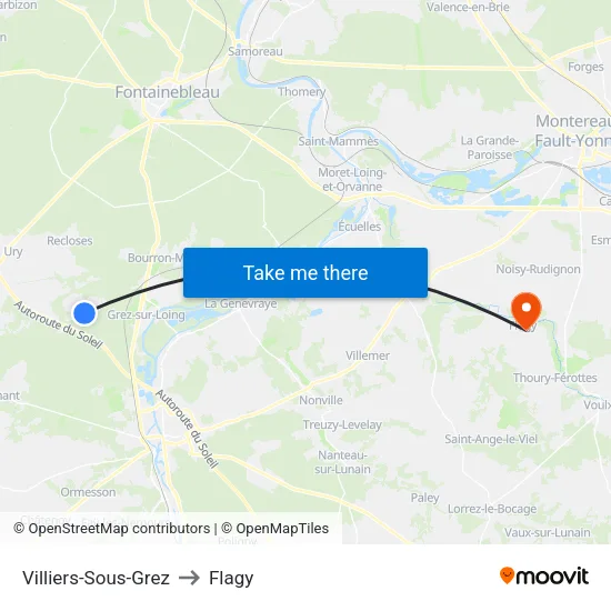 Villiers-Sous-Grez to Flagy map