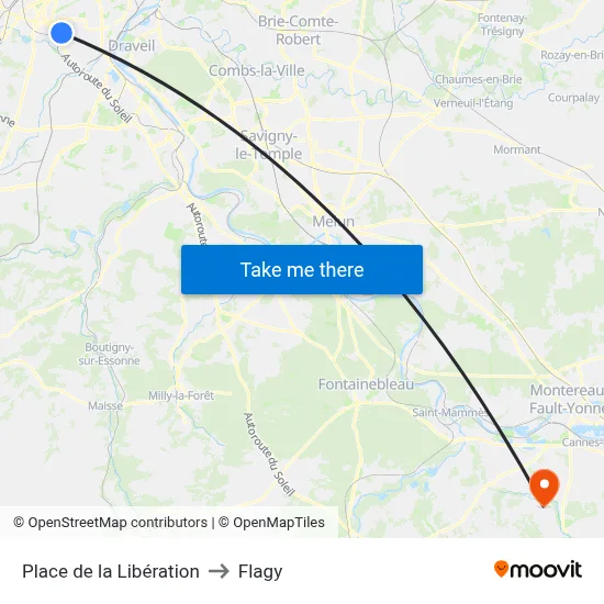Place de la Libération to Flagy map