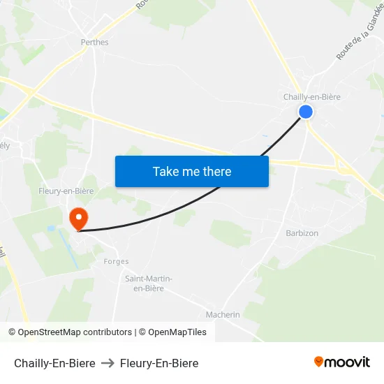 Chailly-En-Biere to Fleury-En-Biere map