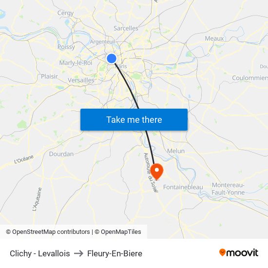 Clichy - Levallois to Fleury-En-Biere map