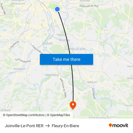 Joinville-Le-Pont RER to Fleury-En-Biere map