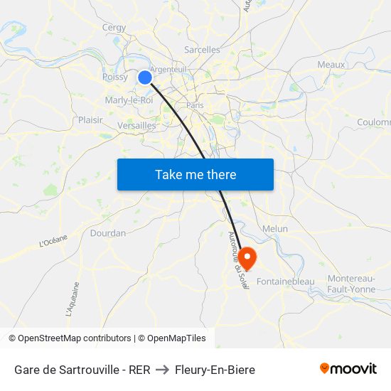 Gare de Sartrouville - RER to Fleury-En-Biere map