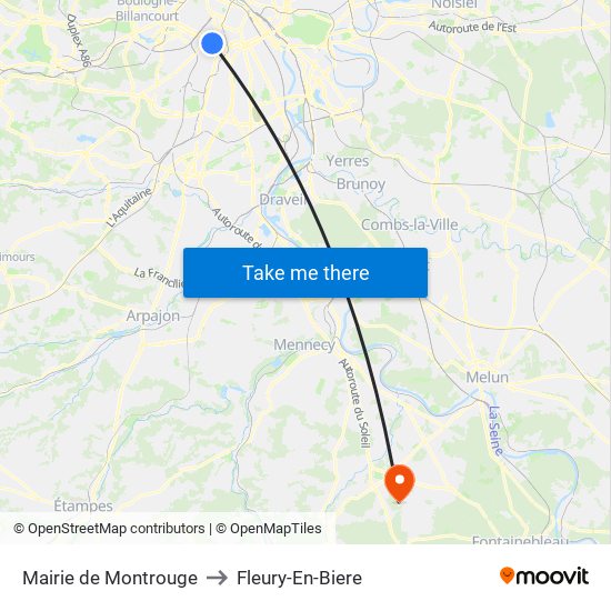 Mairie de Montrouge to Fleury-En-Biere map