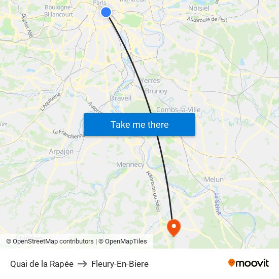 Quai de la Rapée to Fleury-En-Biere map