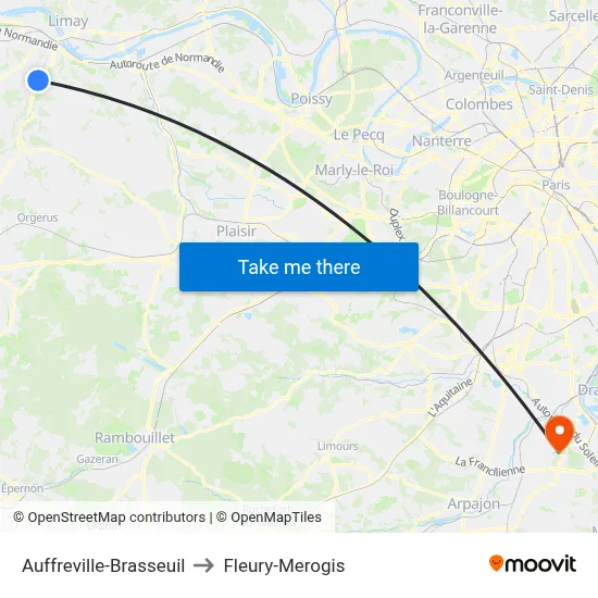 Auffreville-Brasseuil to Fleury-Merogis map