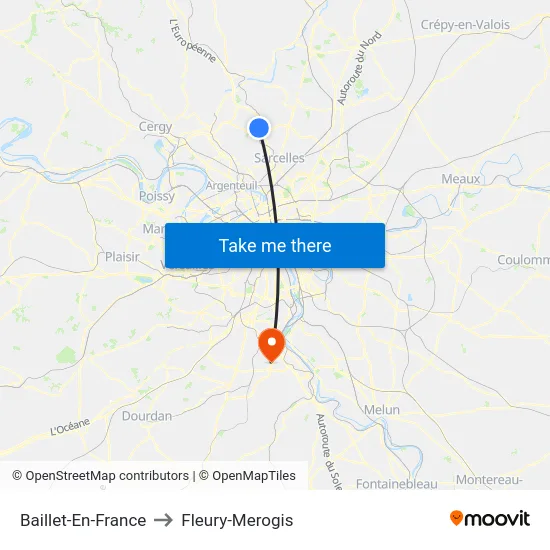 Baillet-En-France to Fleury-Merogis map
