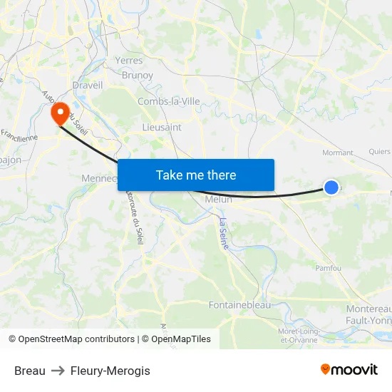 Breau to Fleury-Merogis map