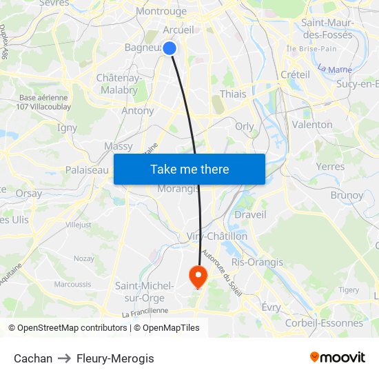 Cachan to Fleury-Merogis map