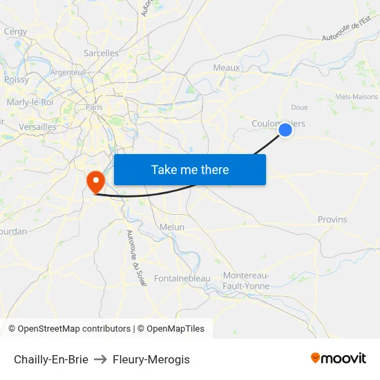 Chailly-En-Brie to Fleury-Merogis map
