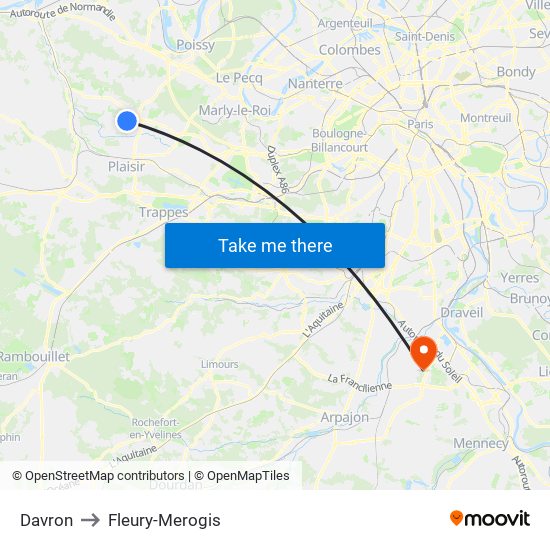 Davron to Fleury-Merogis map