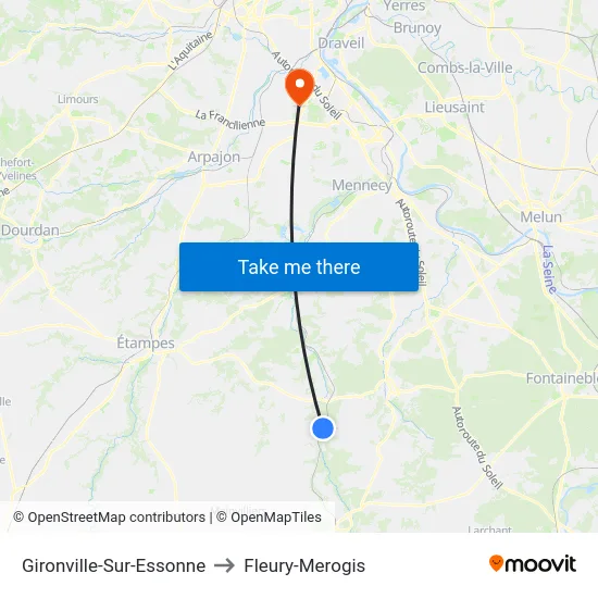 Gironville-Sur-Essonne to Fleury-Merogis map