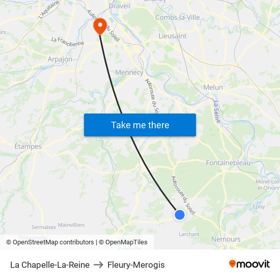 La Chapelle-La-Reine to Fleury-Merogis map
