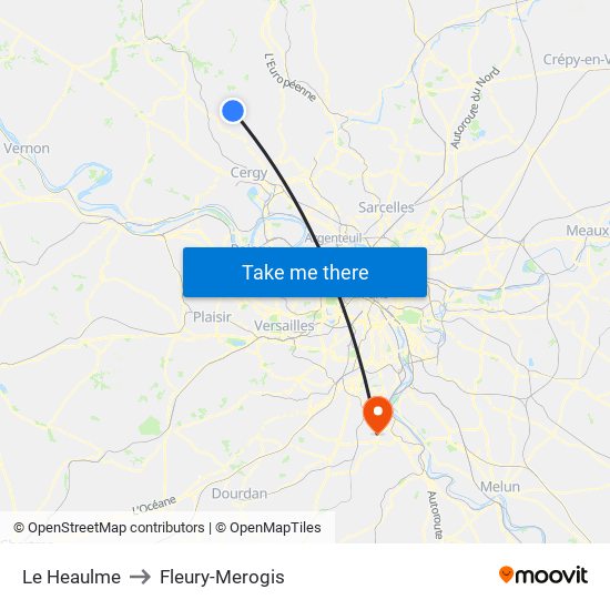 Le Heaulme to Fleury-Merogis map