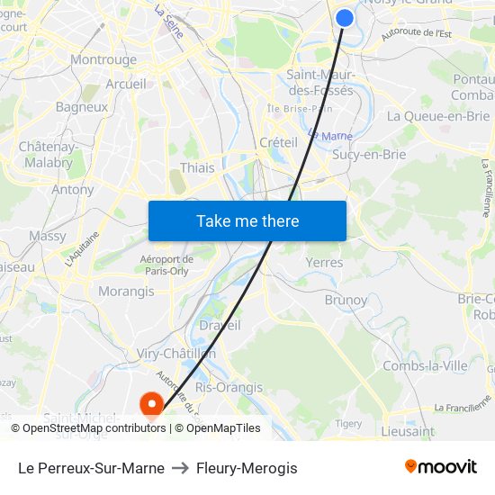 Le Perreux-Sur-Marne to Fleury-Merogis map