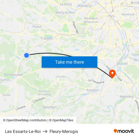 Les Essarts-Le-Roi to Fleury-Merogis map